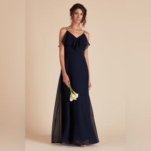 Birdy Grey Chiffon Navy Blue Jane Bridesmaid Ball Gown Prom Long Maxi Dress  XL